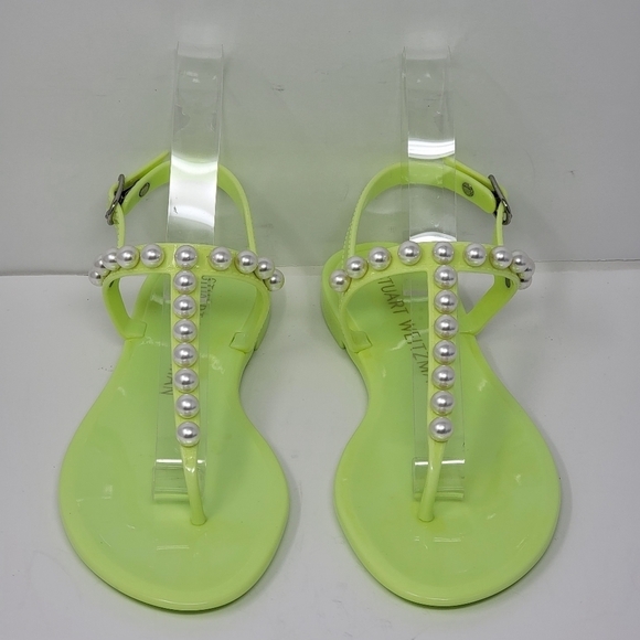 Stuart Weitzman Pearl Crystal Jelly Green Sandals Women's Size 6B New - Picture 6 of 9